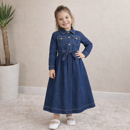 Robe en jean à boutons pour fille
