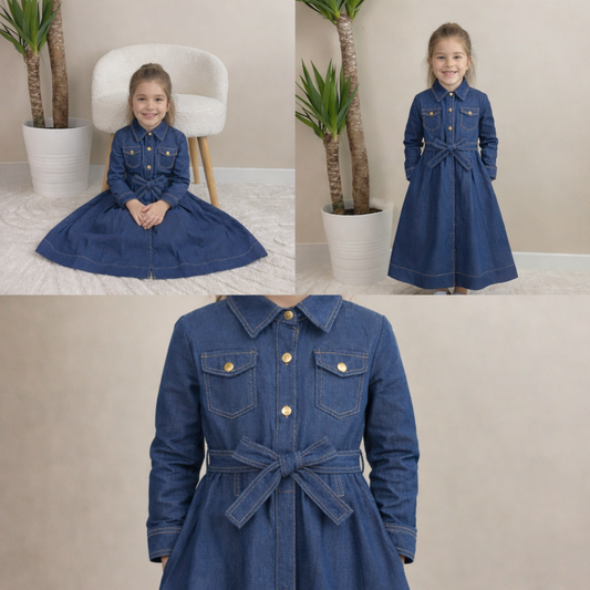 Robe en jean à boutons pour fille